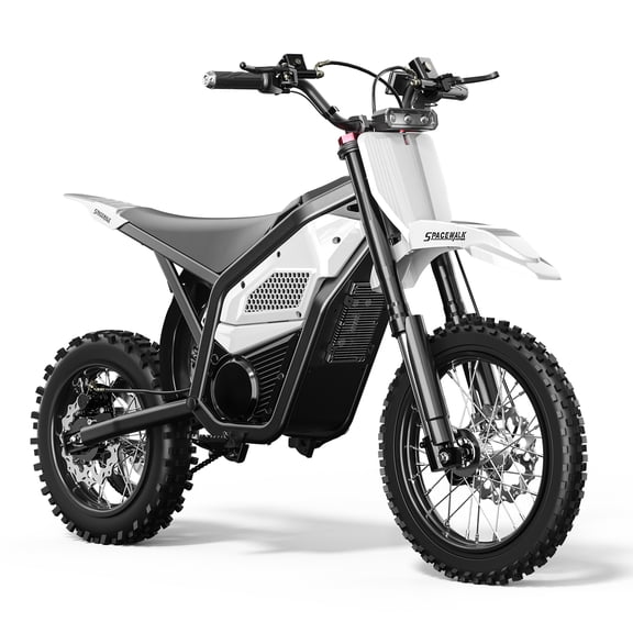 AKLUER 14"/12" Fat Tire Dirt Bike for Adults, Peak-3000W, Max 37MPH Electric Motorcycle (White) UL2272