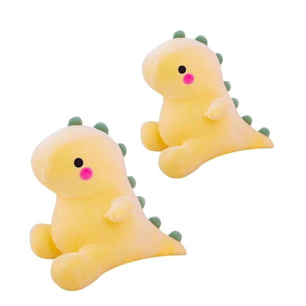 2 piezas de peluche de dinosaurio de dibujos animados para niños y niñas. Amarillo