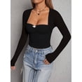 thumbnail image 4 of Michellecmm Women Fitted Crop Tops Cutout Mesh Long Sleeve Shirt Casual Pullover for Club Streetwear Aesthetic Grunge Clothes, 4 of 7