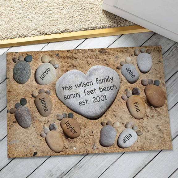 Personalized Pebble Feet Doormat Available In Multiple Names
