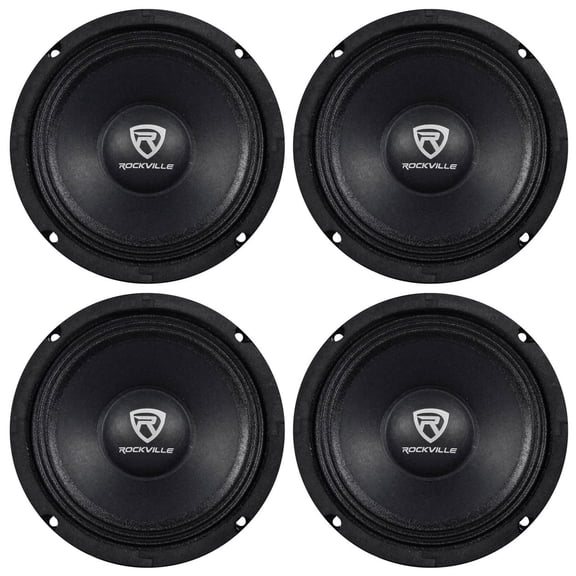 Rockville RM64PRO 6.5" 200W Peak/100W RMS (per Speaker) 800W Total 4-Ohm SPL Midbass Midrange Car Speakers, Kevlar Reinforced Cone, 90oz Magnet, 103dB Sensitivity, 85Hz-7kHz, 4-Piece