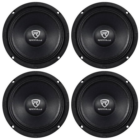 Rockville RM64PRO 6.5" 200W Peak/100W RMS (per Speaker) 800W Total 4-Ohm SPL Midbass Midrange Car Speakers, Kevlar Reinforced Cone, 90oz Magnet, 103dB Sensitivity, 85Hz-7kHz, 4-Piece