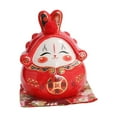 thumbnail image 2 of GROWTH TANK Statue de Lapin Chinois Rabbit Tirelire en Céramique Décoration Tirelire Collection Rouge, 2 of 9