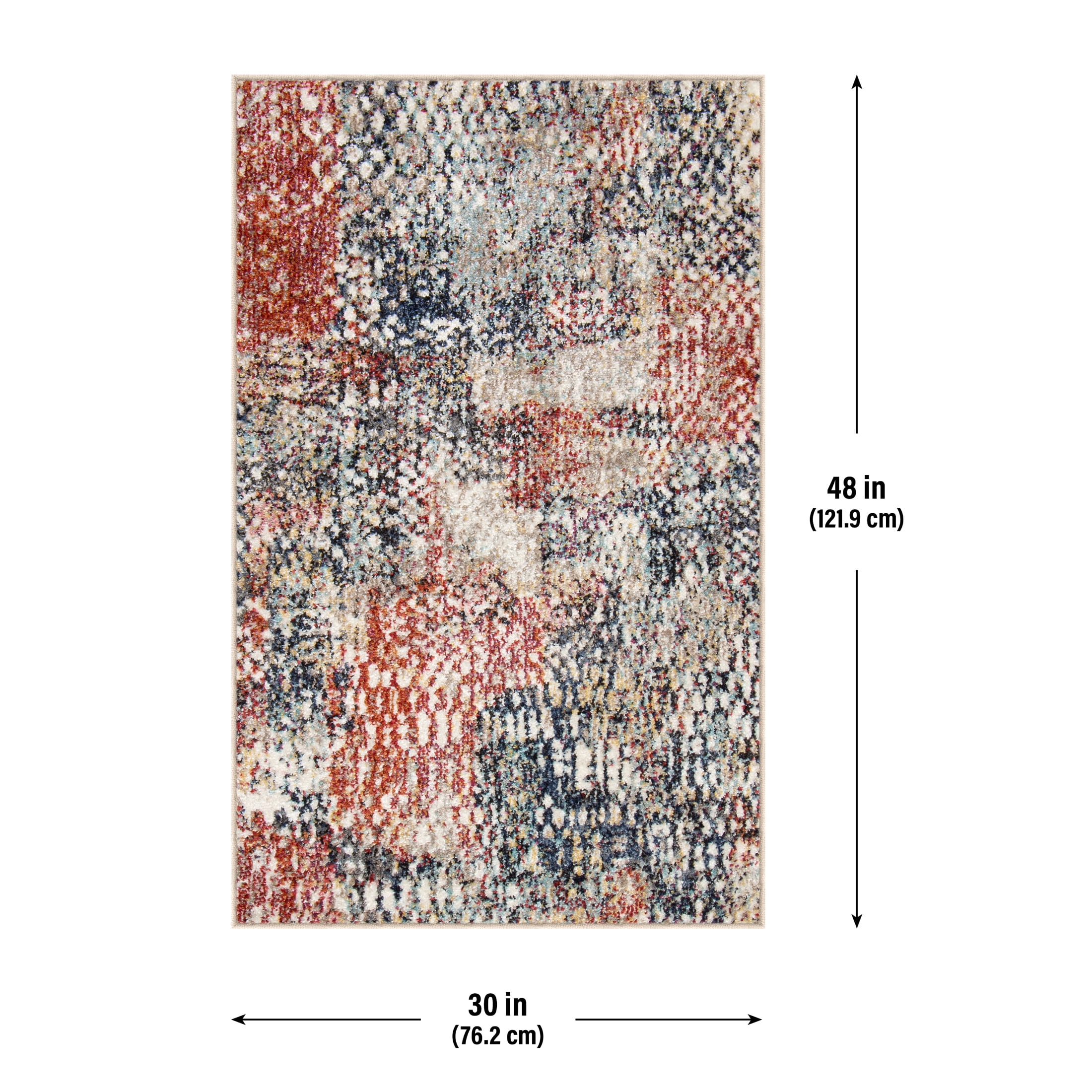 Mainstays Modern Morgana Multi-color 30 in x 48 in Area Rug with Frieze Accents