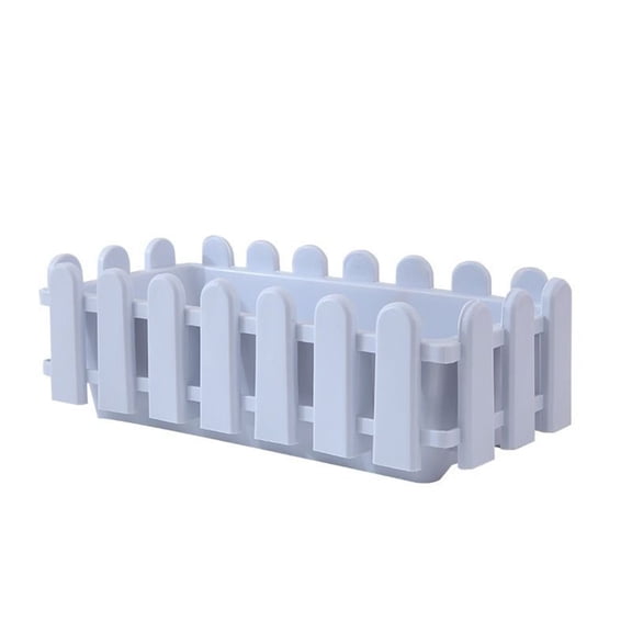 Hvmvliv Flower Pot Thickened Planter with Fence Design - 30.5x15x10cm Bonsai Planter Box for Patio Gardening with Ventilation and Easy Cleaning White