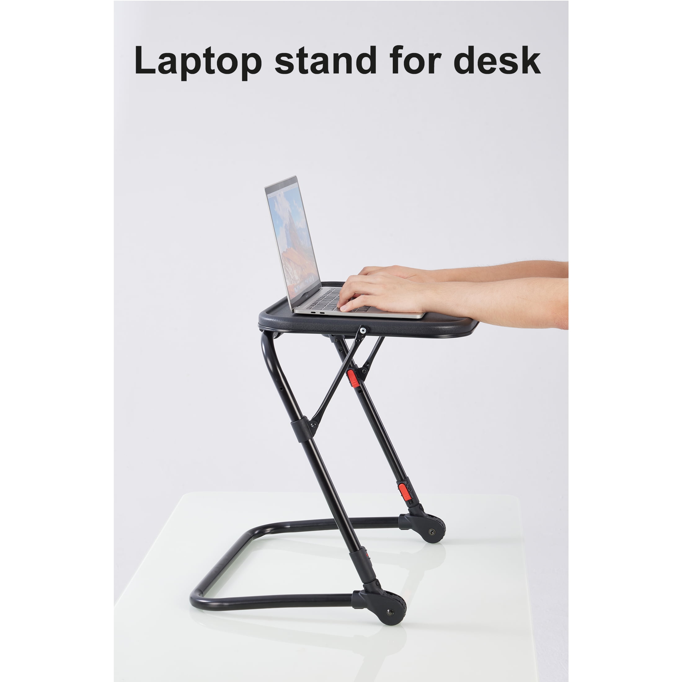 Mainstays Adjustable Folding TV Tray With Cup Holder Black, 20.87"W x 14.76"D x 27.76"H