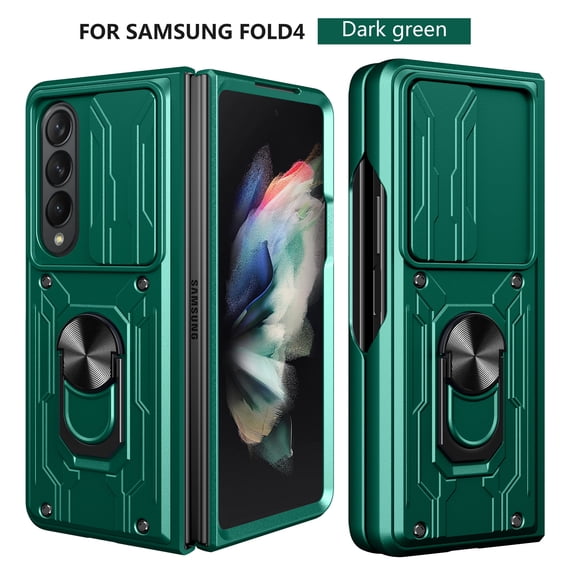 TECH CIRCLE Case for Galaxy Z Fold5 5G (2023) - Protective Rugged Case with Stand / Phone Ring Holder /Sliding Cover for Camera, Sturdy Cool Cover, Green