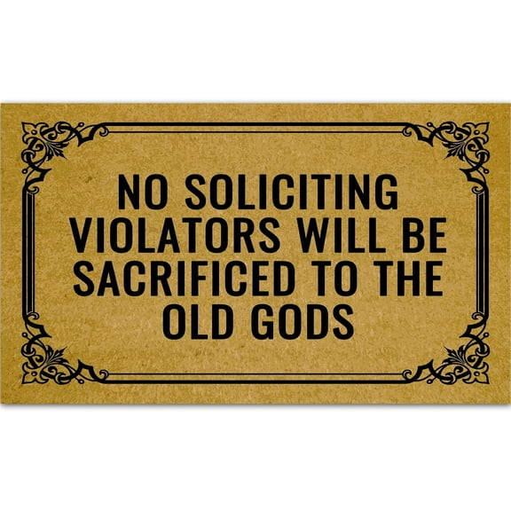 No Soliciting Violators Will Be Sacrificed to The Old Gods Mats for Front Door Entry Front Porch Doormat Non-Slip Carpet Rugs Floor Mat Decorative for Home Bathroom Kitchen Indoor 18x30 Inch