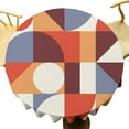 thumbnail image 5 of Abstract Geometric Tablecloth, Mid Century Nordic Modern Style Orange Blue Art Table Cloth Cover for Dining Room Party Outdoor Picnic Round(60x60in), 5 of 6