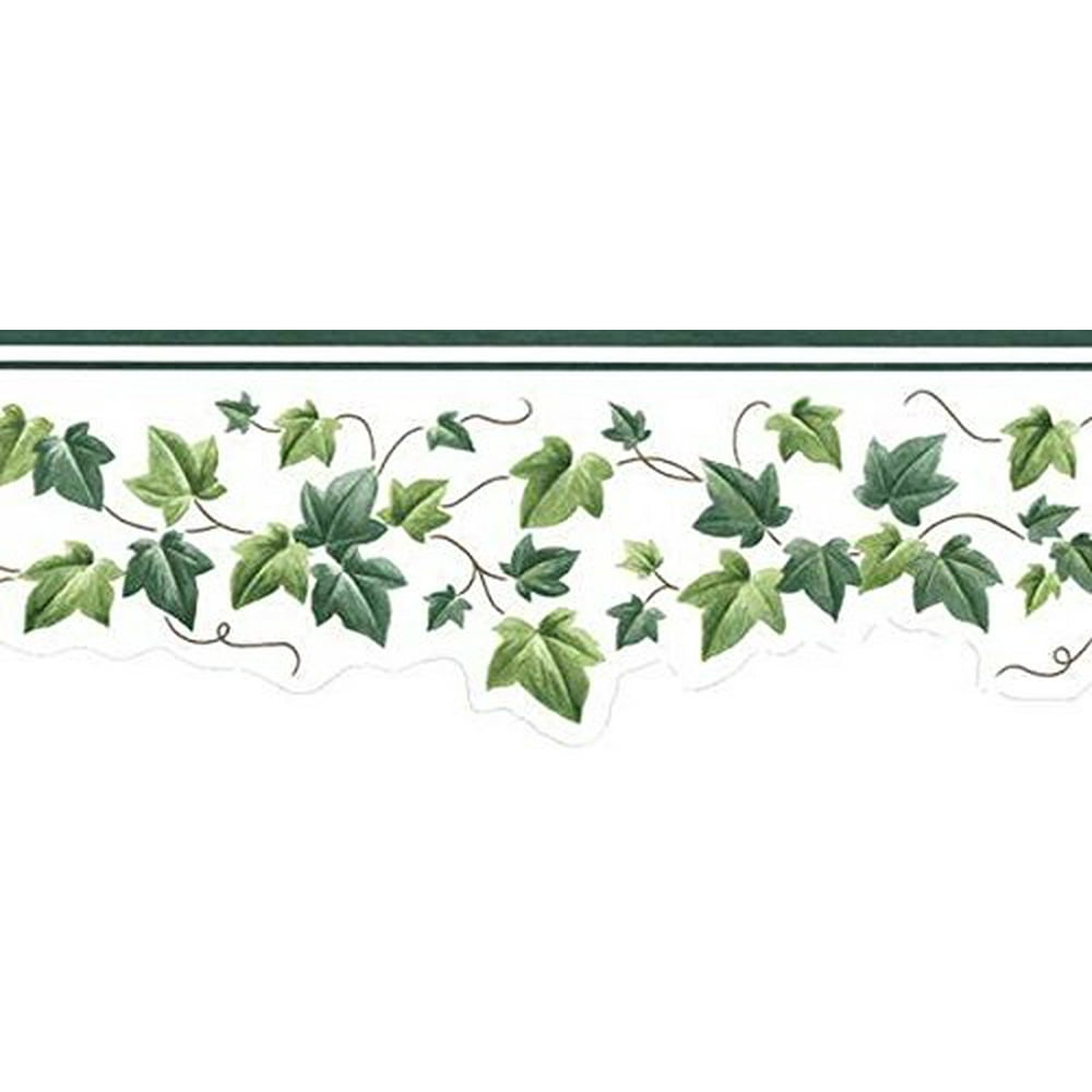 GH74104B Leaf Trail Wallpaper Border, Green, Prepasted By Patton From