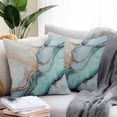 thumbnail image 2 of Marble Texture Outdoor Pillow Covers Pack of 2 Abstract Teal Blue Gold Crack Art Waterproof Throw Pillow Covers Decorative Cushion Cases for Patio Garden Tent Balcony Couch 16x16 inch, 2 of 8
