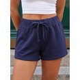 thumbnail image 4 of Shorts cortos de verano para mujer, elegantes, de color liso, con cintura elástica y cordón ajustable, ideales para la playa y uso diario., 4 of 8