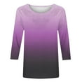 thumbnail image 5 of YUGYXL Gradient Color Shirts for Women 3/4 Sleeve Tshirts Plus Size Tops Lounge Crew Neck Lightweight Cozy Tees Ladies Tunics Fit Clothes, 5 of 5
