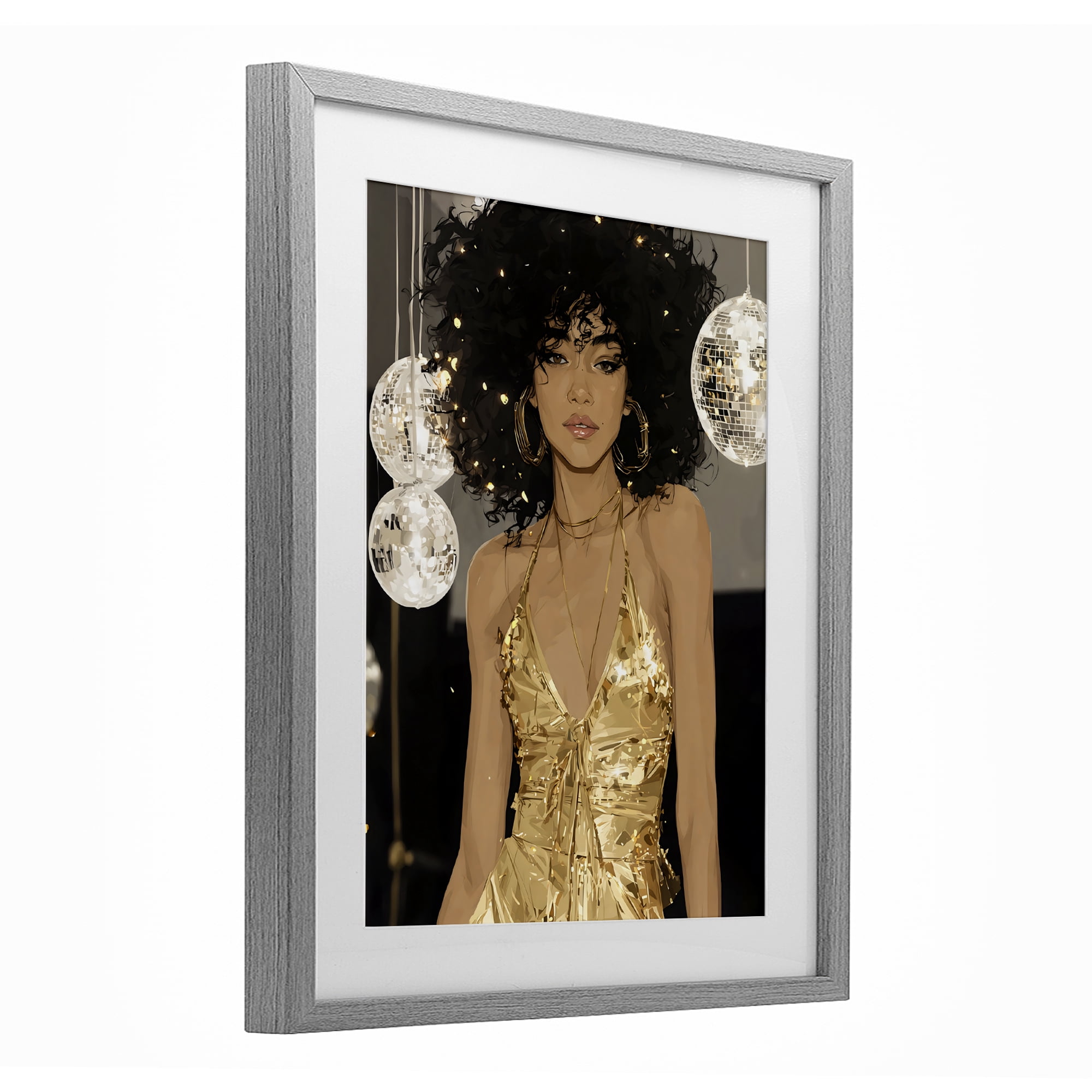 Stupell Industries Golden Disco Dream Party Gray Framed Print Under Glass, design by Franklyn Gregory