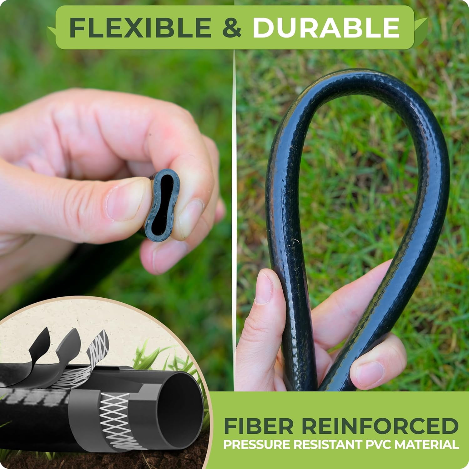 Carpathen 50 Ft 1/2 In Irrigation Tubing Mainline, Drip Irrigation Blank Distribution Hose for Push-To-Connect Garden Irrigation Systems, 4 Connectors Included