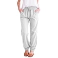 thumbnail image 3 of Women Wide Leg Pants Loose High Waist Elastic Cuff Cotton Linen Jogger Womens Sweatpants White, 3 of 8