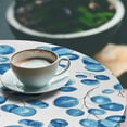 thumbnail image 3 of Ambesonne Leaf Print Fitted Round Tablecloth, Circular Leaves Oceanic, 40"- 44" Diameter, Azure Blue White, 3 of 5