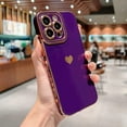 thumbnail image 3 of Compatible with iPhone 14 PRO MAX 5G Phone Case Luxury Cute Heart Pattern for Women Plating Full Camera Protection Soft Silicone Shockproof Bumper with Side Love Pattern (Purple), 3 of 10