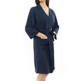 thumbnail image 3 of Unique Bargains Women's Bathrode Knee Length Knit Waffle Spa Robe M Navy Blue, 3 of 7