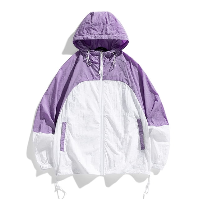 RXIRUCGD Ensemble de Protection Solaire pour Homme Veste Décontractée à Manches Longues avec Capuchon, Violet, Taille : TG