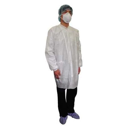 CONDOR 31TV04 Disposable Lab Coat, Basic SMS, White, 2XL