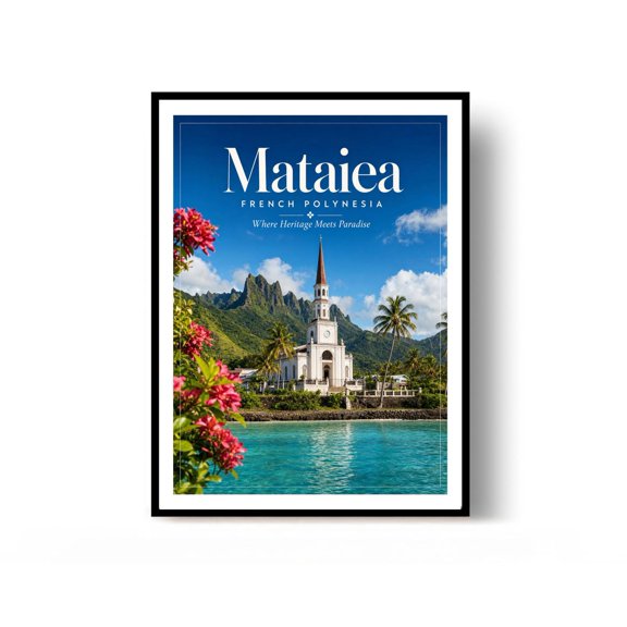 Mataiea Travel Poster Print French Polynesia Poster Wall Decor
