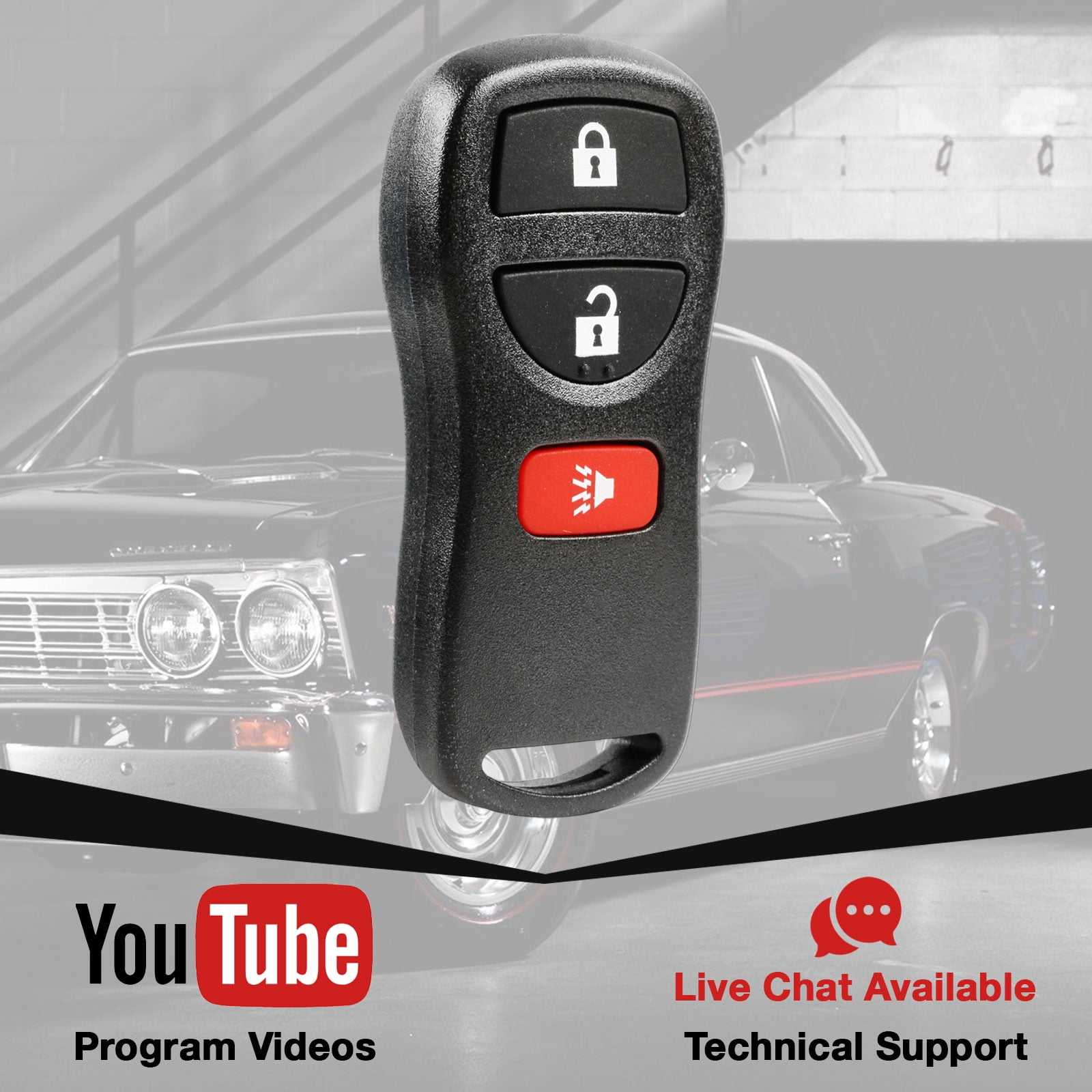 KeylessOption Replacement for Nissan/Infiniti 3-button Remote