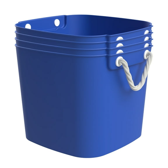 Life Story 42 Qt Flexi Tub, Versatile Storage Tote Home Organizer w/ Handles, Blue, 4 Pack