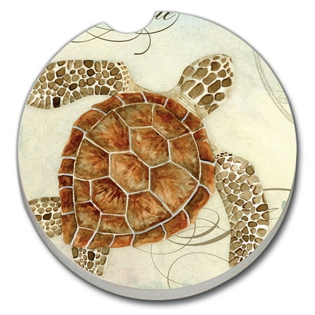 

CounterArt Sea Turtle 1 Pack Absorbent Stone Coaster for Vehicle Cup Holder 2.6” Diameter