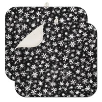 Black Christmas Snowflake Pattern Dish Drying Mat for Kitchen 1 Pack, Ultra Absorbent Microfiber Dishes Drainer Mats,16x18in(41x46cm)