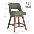 thumbnail image 4 of Usaint Distressed Faux Leather Swivel Bar Stools Set of 2 Cutout Backrest Solid Wood Legs for Kitchen Island Counter Chairs,Green, 4 of 10