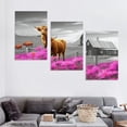 thumbnail image 4 of Nawypu Highland Cow Pictures Canvas Wall Art for Living Room Home Wall Decor Black and White Background Animal Cow Purple Flowers Country Scenery Prints Painting for Bedroom 12''x16''X3 Panels, 4 of 4