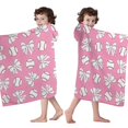 thumbnail image 4 of Pink Bows and Baseballs Pattern Hooded Bath Towel，60"x35" for Ages 3 To 12 Kids, Quick Dry Lightweight Soft Microfiber Hood Beach Towel Cover Up for Kids, 4 of 7