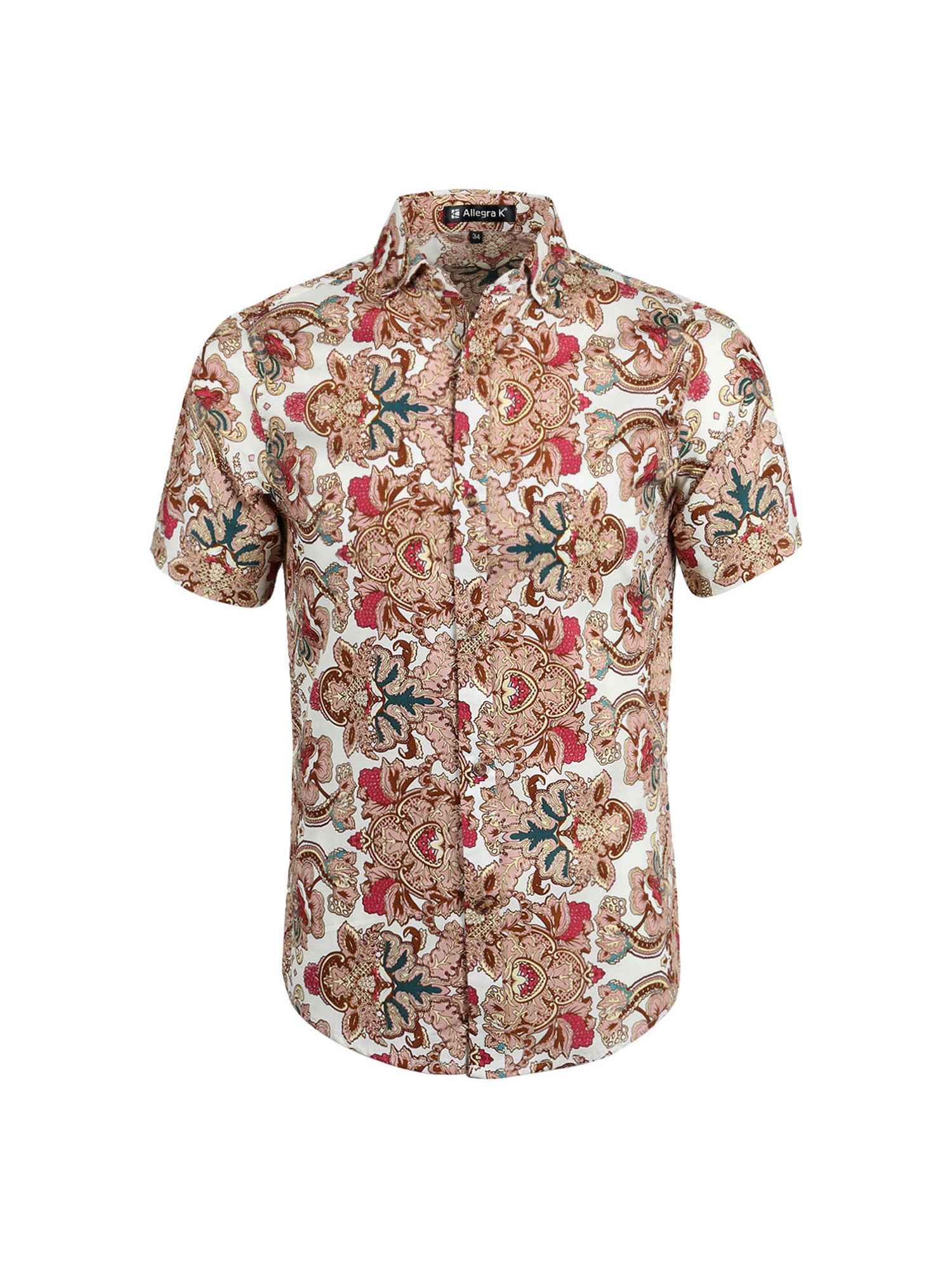 Lars Amadeus Men's Floral Print Short Sleeve Point Collar Hawaiian ...