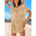thumbnail image 7 of DAKIMOE Women Swimsuit Cover Up Crochet Summer Outfits Swimwear Short Sleeve Knit Bathing Suit Cover UP Beach Dress, 7 of 7