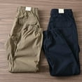 thumbnail image 6 of Skymirror Men Cargo Pants Solid Color Drawstring Flap Pockets Elastic Waist Ankle-banded Jogger Trousers Daily Clothes, 6 of 8