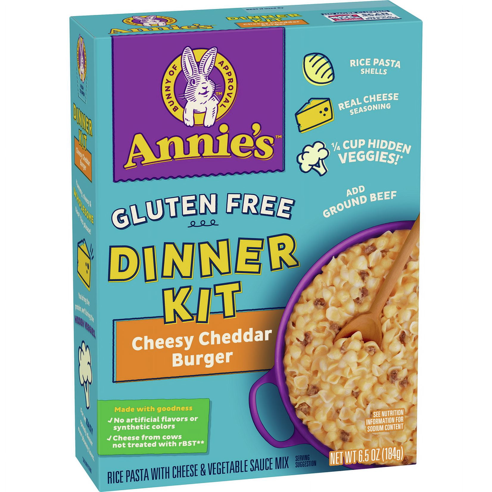 Annie's Gluten Free Pasta Dinner Kit, Cheddar Burger Macaroni and Cheese, 6.5 oz
