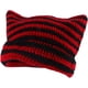 thumbnail image 1 of Gorro a rayas para mujer con cuerno de diablo pequeño gorro cálido de invierno lindo gorro tejido con orejas de gato otoño negro rojo, 1 of 7