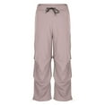 thumbnail image 4 of Women's Parachute Pants Cargo Drawstring Elastic Waist Pants Baggy Hiking Track Y2k Trousers 2025 Trendy Streetwear Outfit (L, Pink), 4 of 8