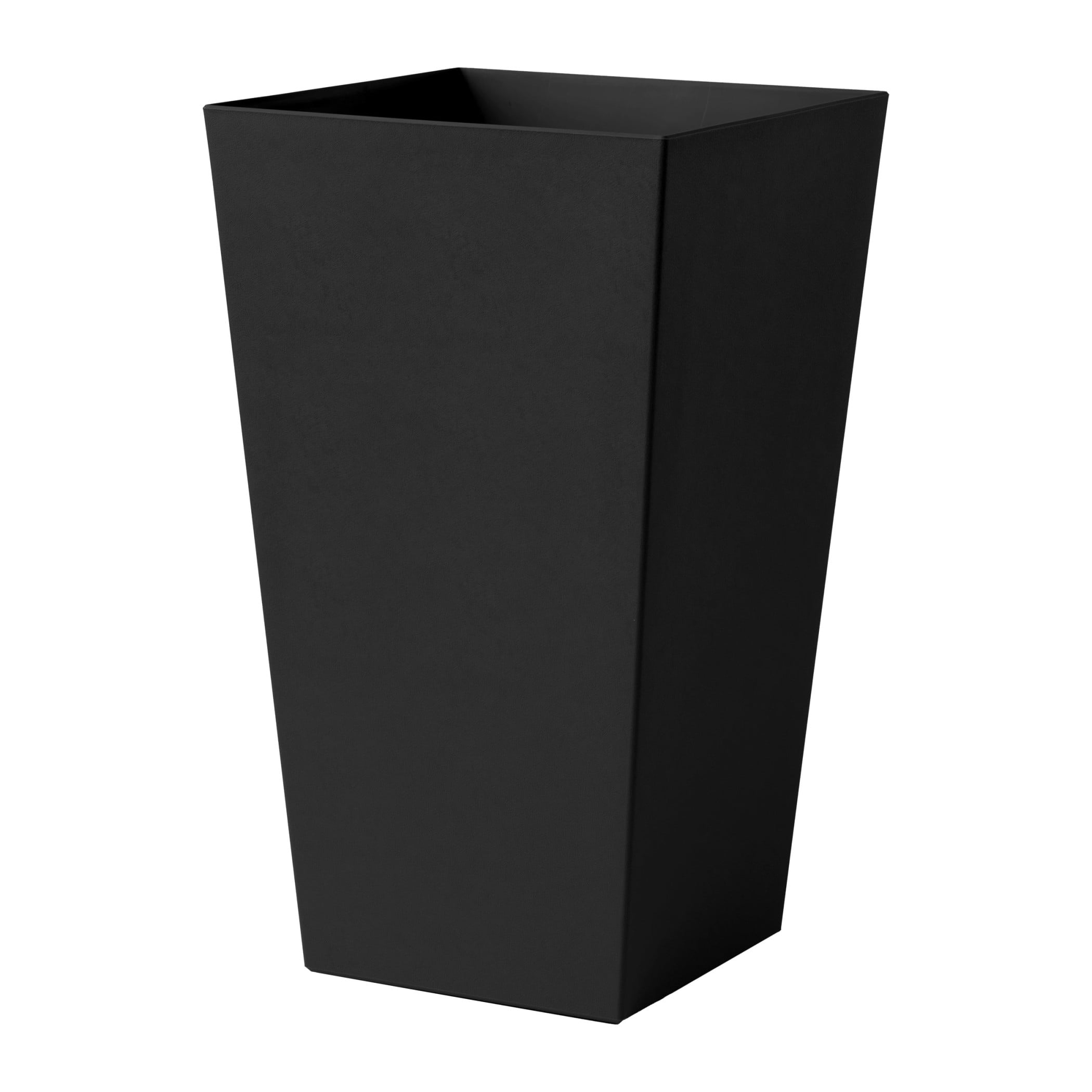 Bloem Finley 20" Tall Tapered Recycled Plastic Planter, Indoor/Outdoor, Black