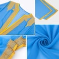 thumbnail image 4 of Open Front Thobe for Men Embroidery Bisht Sleeveless Arabic Dishdasha Mesh Stand Collar Arab Thobe for Wedding & Celebration Blue M, 4 of 8