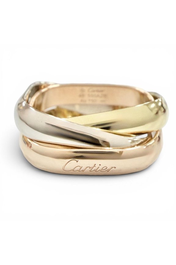 Pre-Owned Cartier Trinity Classic Cushion Ring AU750 (YG PG WG), purchased March 2025. Yellow...