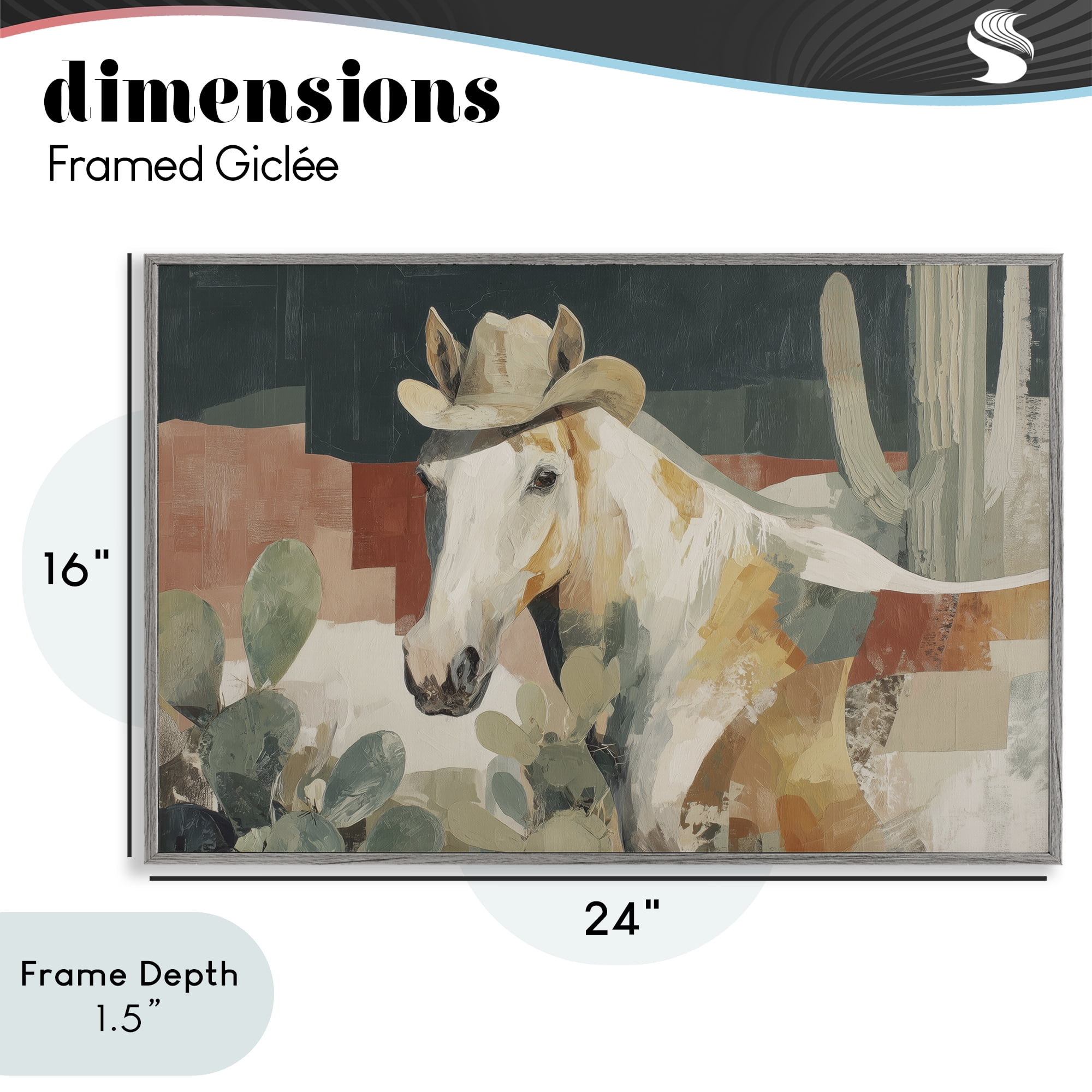 Stupell Industries Horse in Cowboy Hat Gray Framed Giclee Art, design by Chromatic Storm Studio