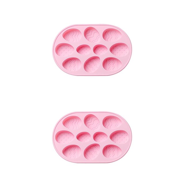 Naiovety Molde de silicona Pascua 10 cavidad huevo pastel molde DIY hornear Chocolate hielo bandeja Halloween hornear rosa 2piezas Naiovety CBP066275