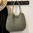 thumbnail image 3 of husxh Women Vintage Shoulder Bag Large Capacity Retro Straw Handbag Hasp Closure Simple Weaving Handbag Ladies Summer Daily Bag, 3 of 9
