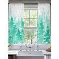 thumbnail image 2 of Winter Christmas Tree Sheer Curtains 63 inches Long, Snowflake Watercolor Teal Forest Light Filtering Sheer Window Curtains Rod Pocket Voile Drapes for Bedroom Living Room, 2 Panels 52"W x 63"L, 2 of 6