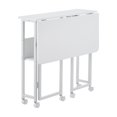 thumbnail image 5 of GZXS Folding Computer Desk with Storage Shelf and Rolling Wheels, 31.5" Compact White Writing Desk for Small Space, Home Office, Study, Bedroom, 5 of 8