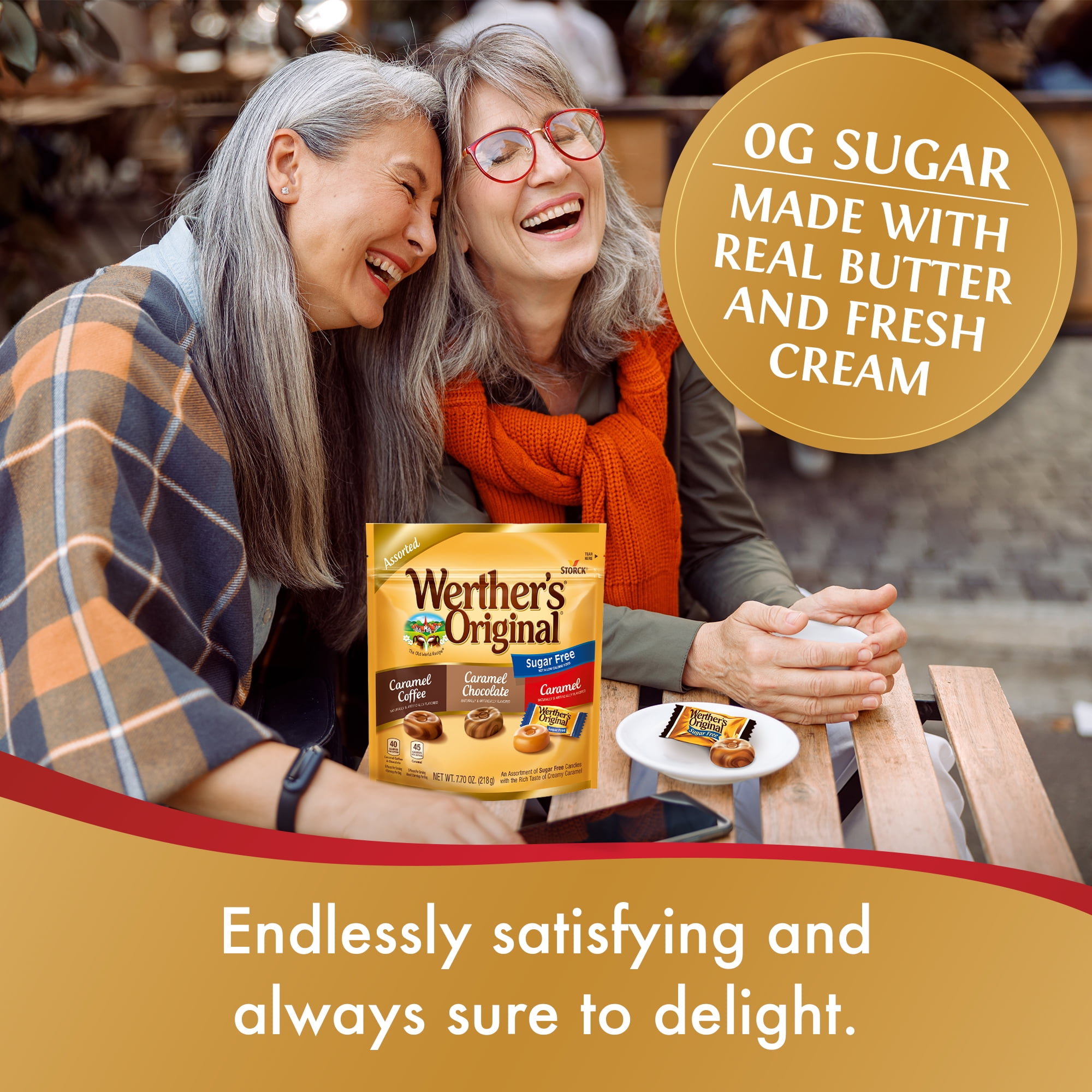Werthers Original Hard Sugar Free Assorted Flavors, Caramel Coffee, Caramel Chocalate, Caramel Candy 7.7 oz