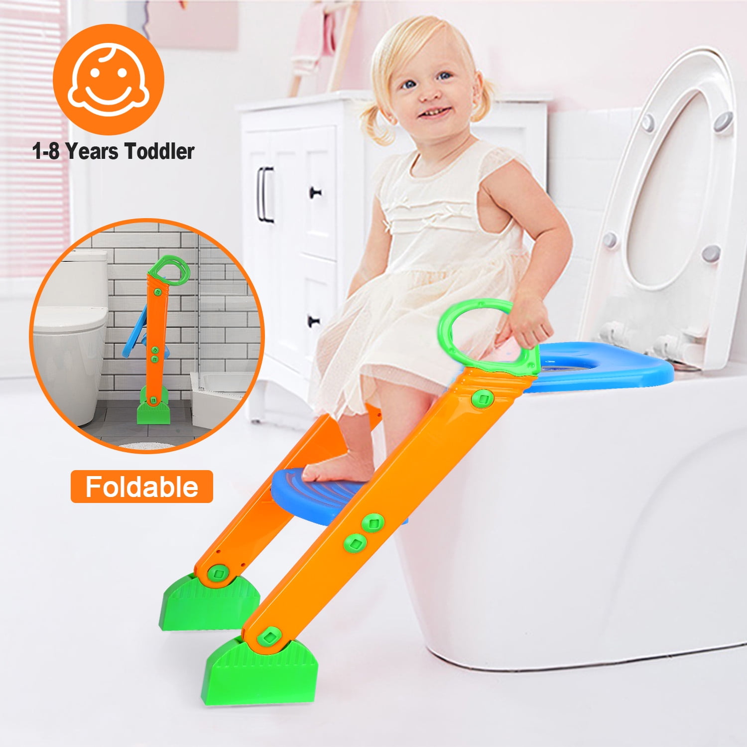 Trainer Toilet Potty Seat Chair Kids Toddler w/Ladder Step Up Training Stool NEW 