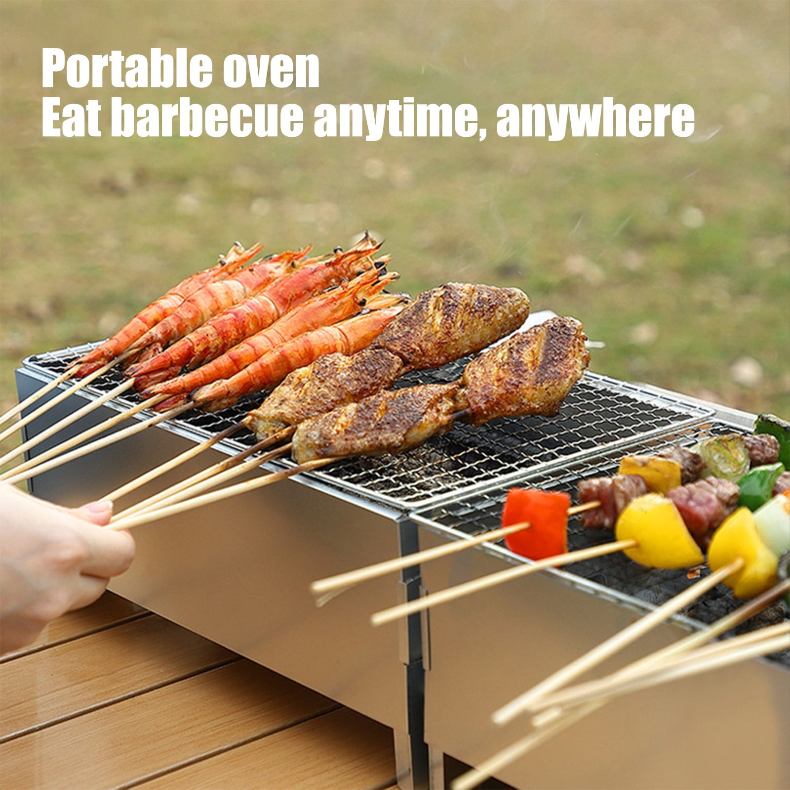 XiYing Mini Charcoal Grills,Bbq Grill for 2 People,Stainless Steel Folding Easy To Clean Charcoal Grill,Cooking Accessory for Camping Picnic,11.41X7.87X5.31 Inch